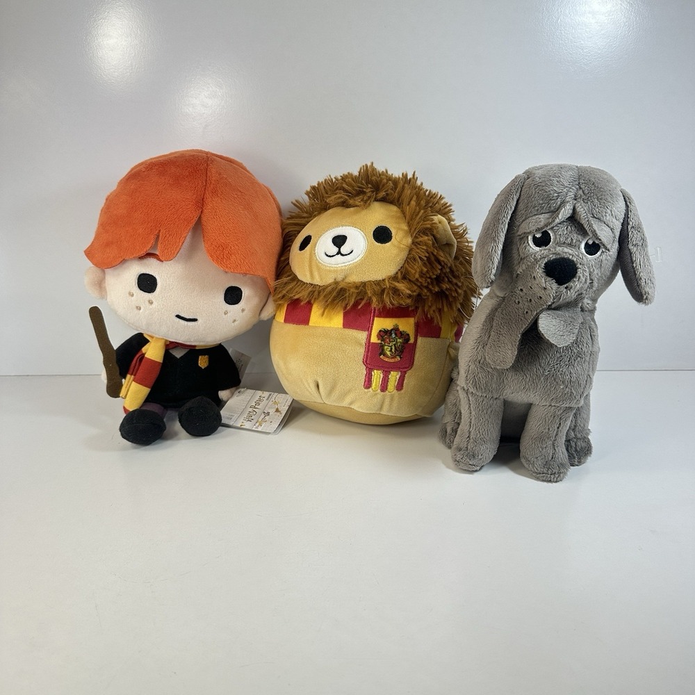 Harry Potter Plush Lot of 3 Griffindor Squishmallow Lion Ron Weasley Fang Dog